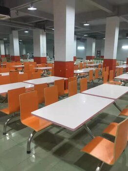 工厂学校食堂板式餐桌椅医院整体四人餐桌椅深圳厂家
